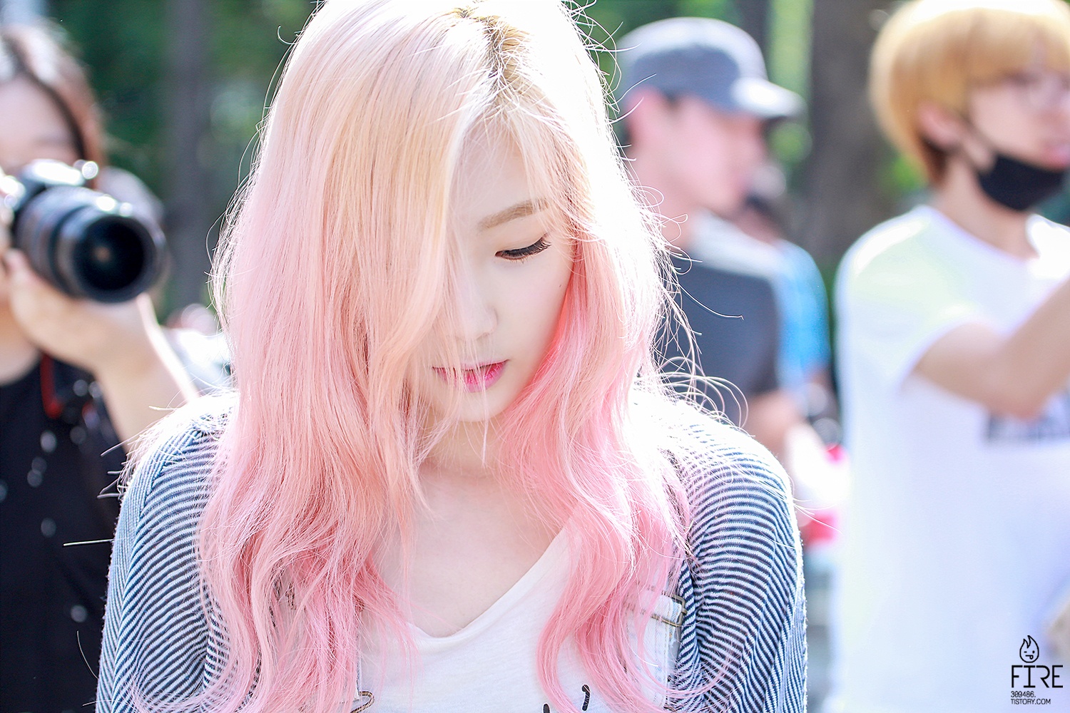 Pink hair schoolgirl