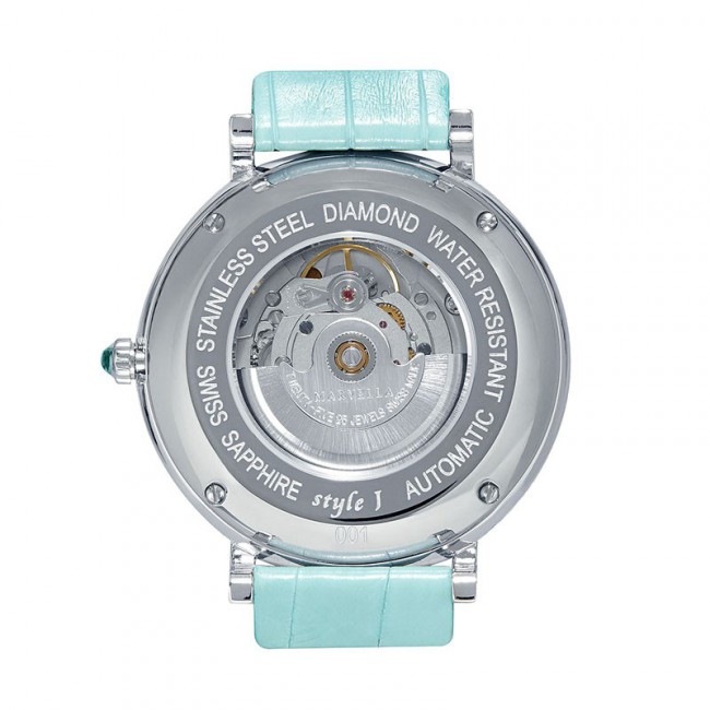 Limited Edition Style J - Stainless Steel, Diamond Ladies' Watch: 4.53carats Sky Blue Genuine Alligator Strap