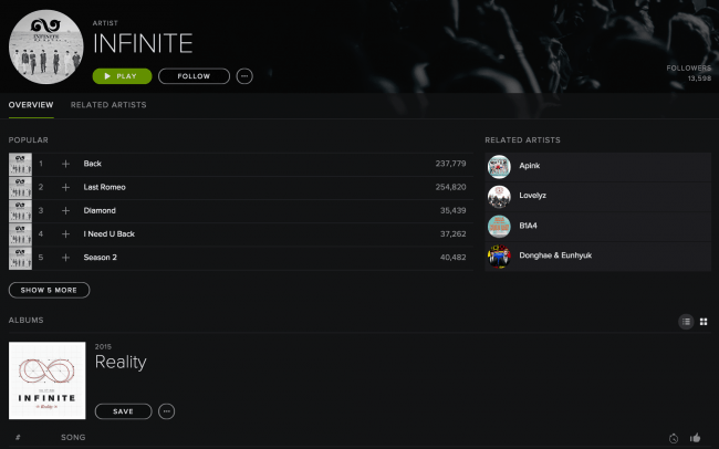 INFINITE's "Reality" accidentally leaked on Spotify?