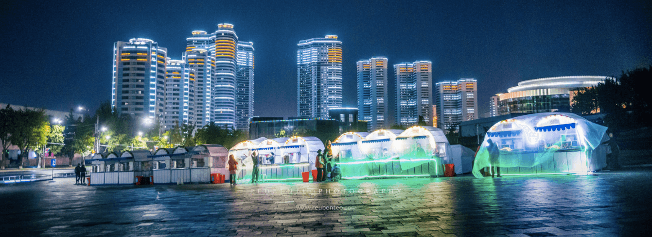 NIGHT VIEW OF CHANGJON STREET APARTMENT COMPLEX