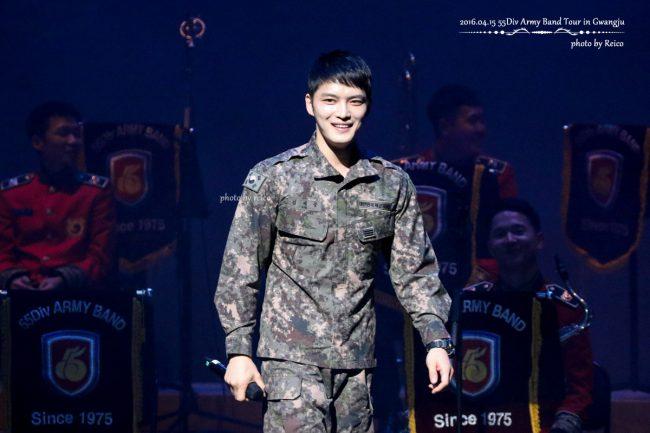 Jaejoong is currently in the military band of his division and often performs. 