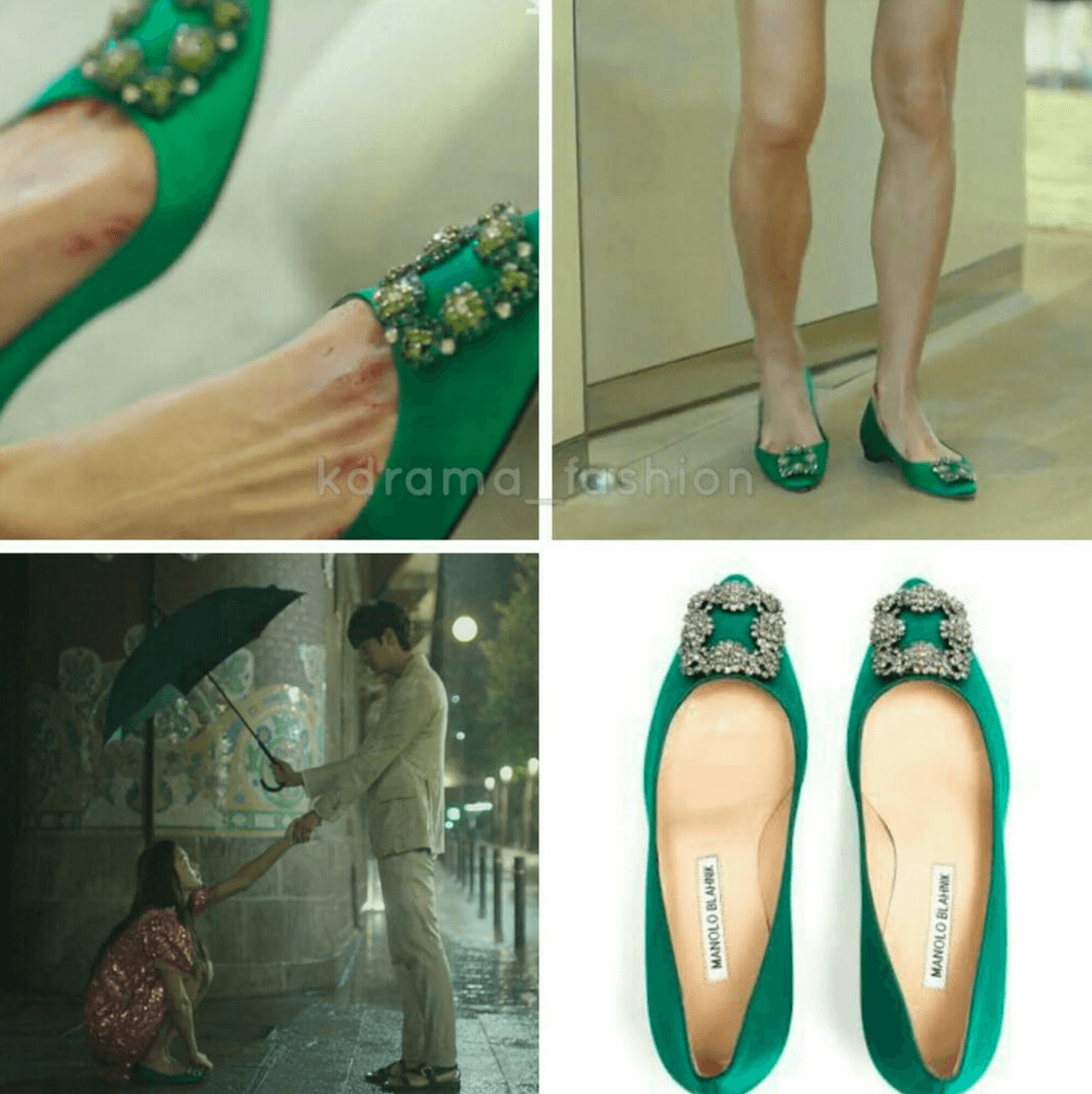 manolo blahnik green flats