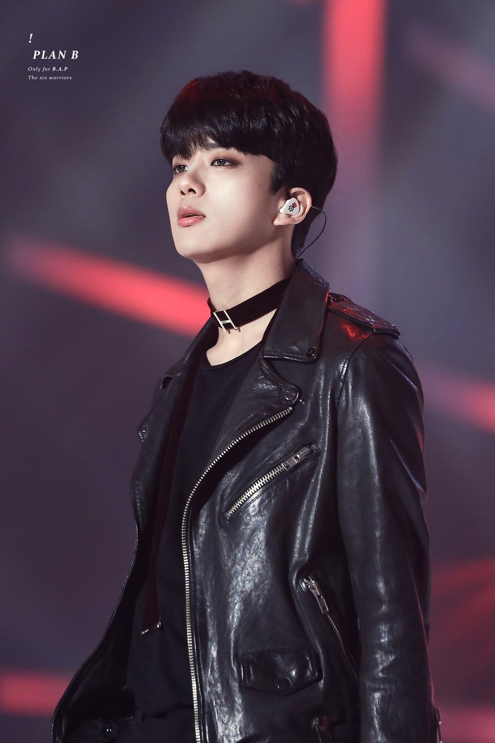 B.A.P's Youngjae in leather and a choker- a concept. 