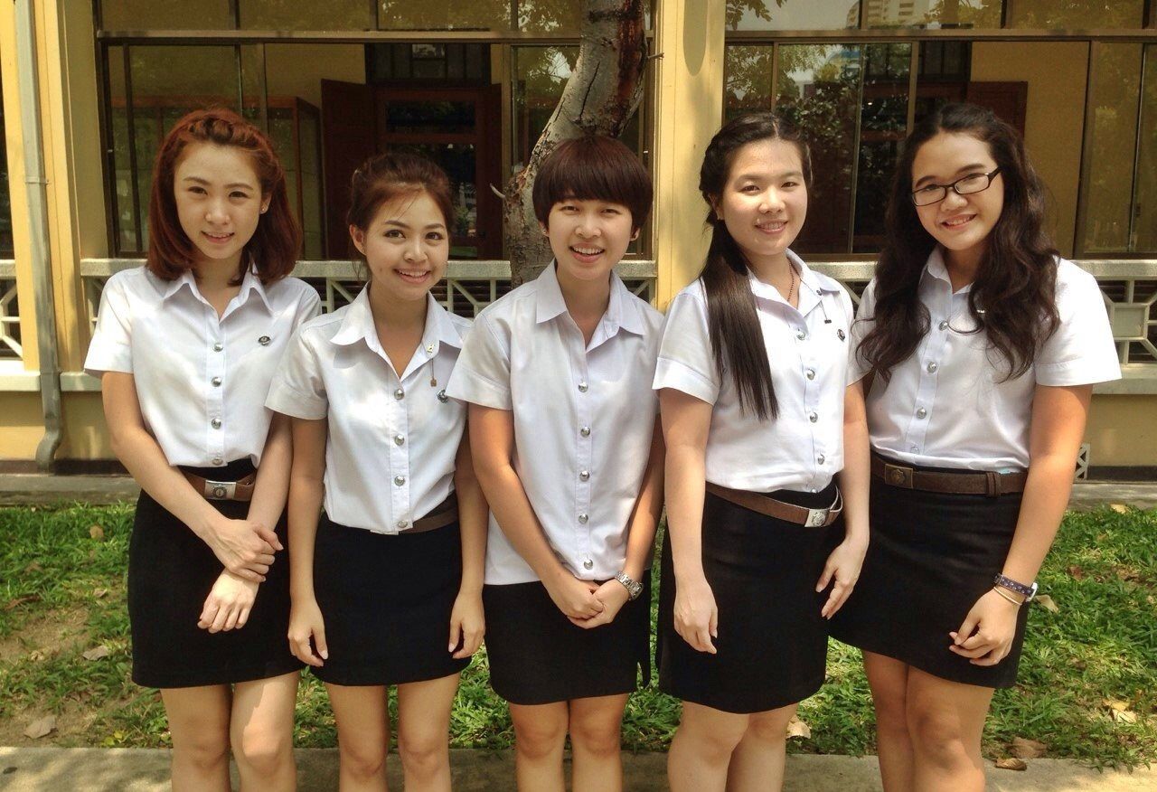 Groups of japanese high school girls in uniform